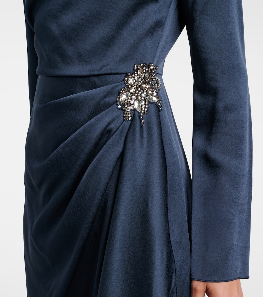 Crystal-embellished satin cady cocktail dress
