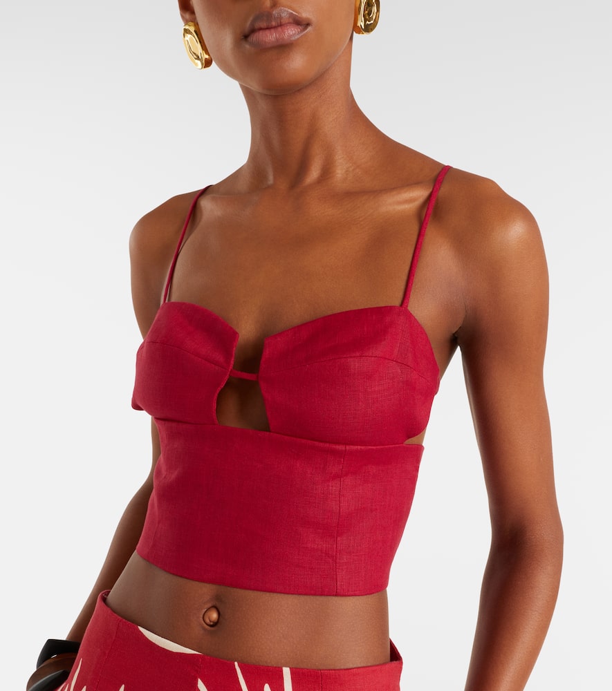 Imperia cutout linen crop top