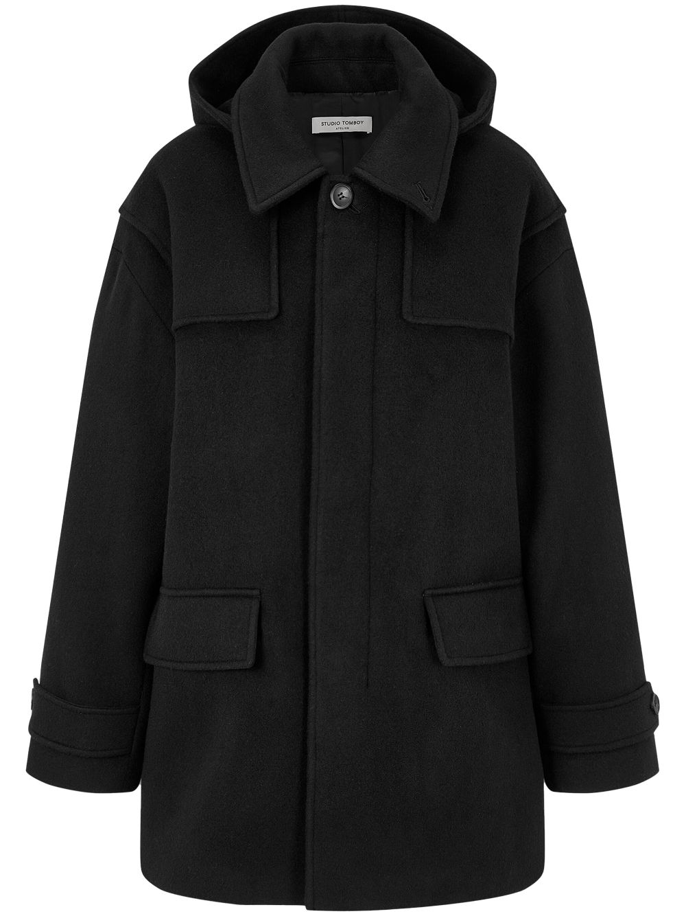 Detachable-hood coat - Black