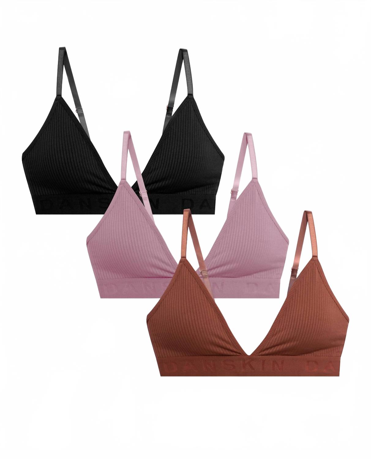 Women's 3-Pack Ribbed Seamless Bralette In Sienna Amber Multicolor