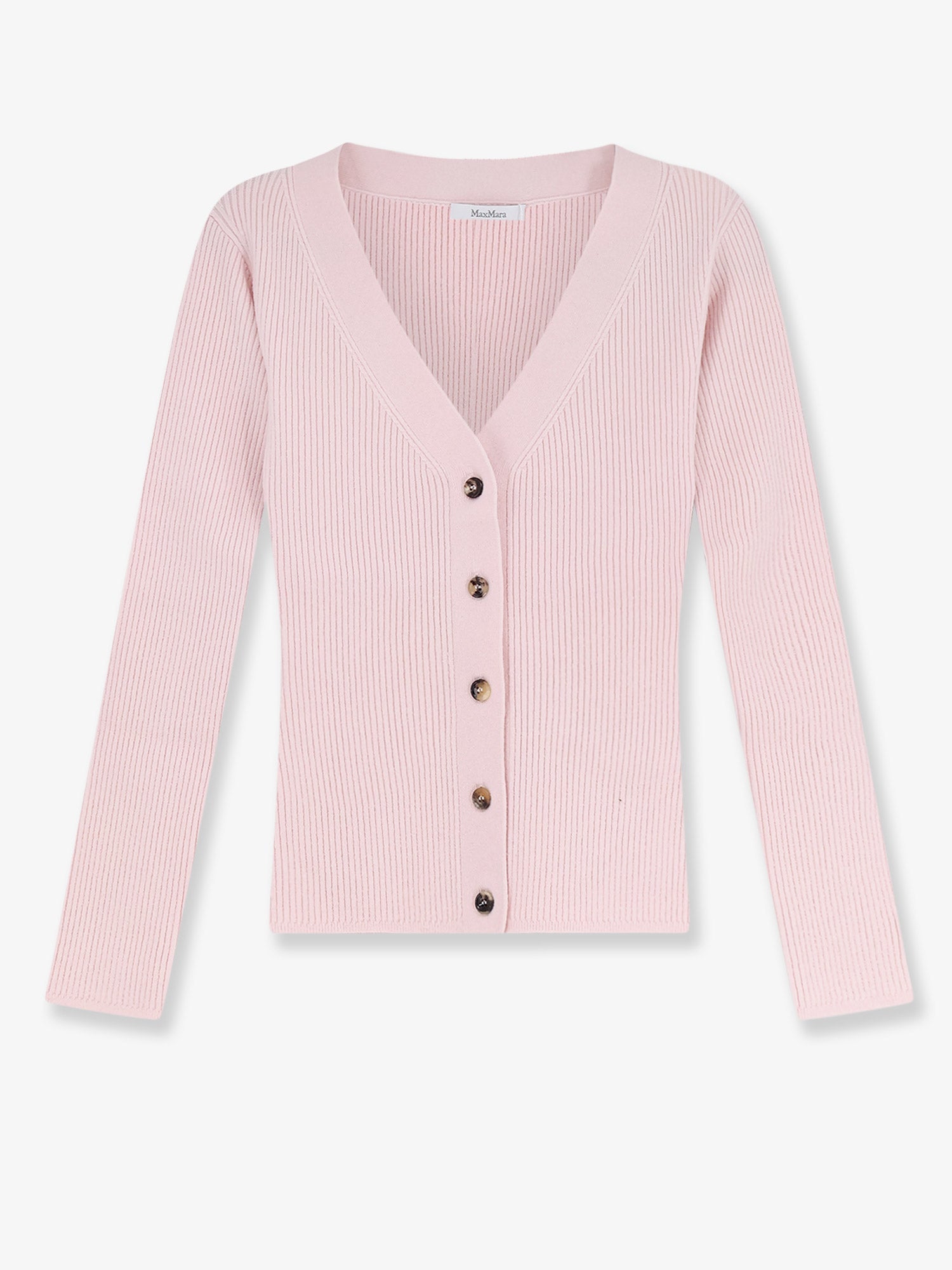 Ribbed Wool and Cashmere Cardigan — Pink