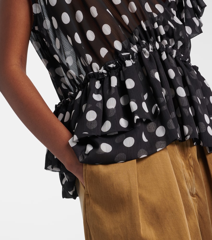 Polka-dot ruffled top