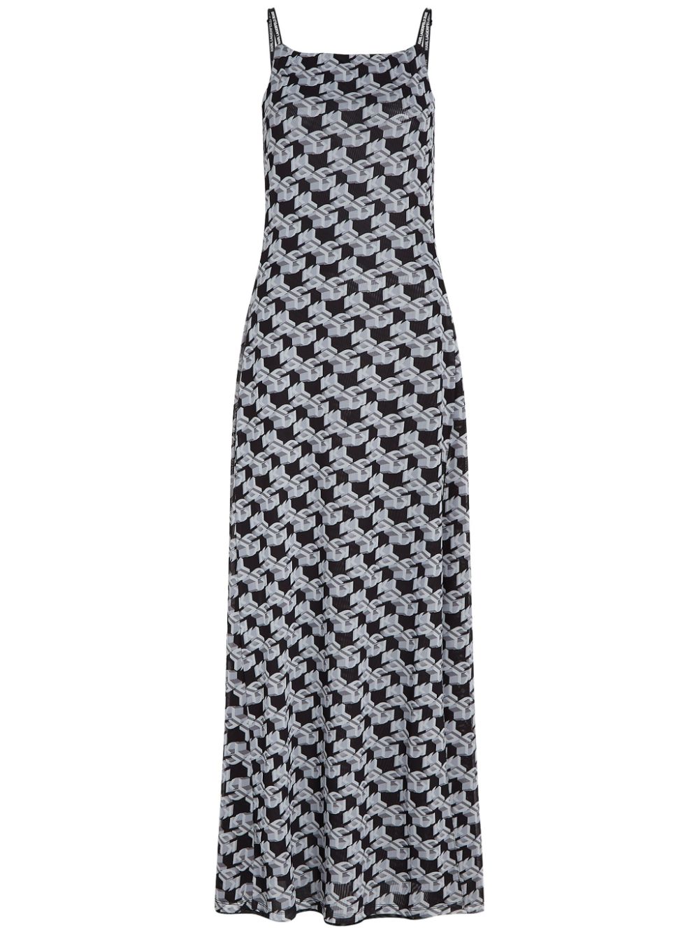 Monogram-print mesh maxi dress - Grey