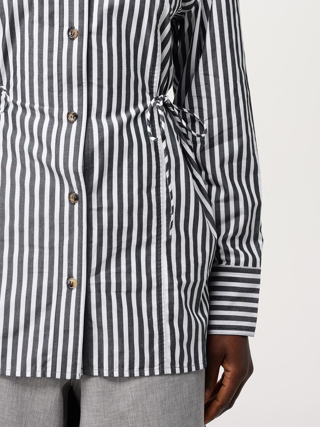 Striped poplin shirt - Black
