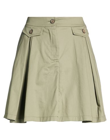 Woman Mini skirt Sage green Size S Cotton, Elastane
