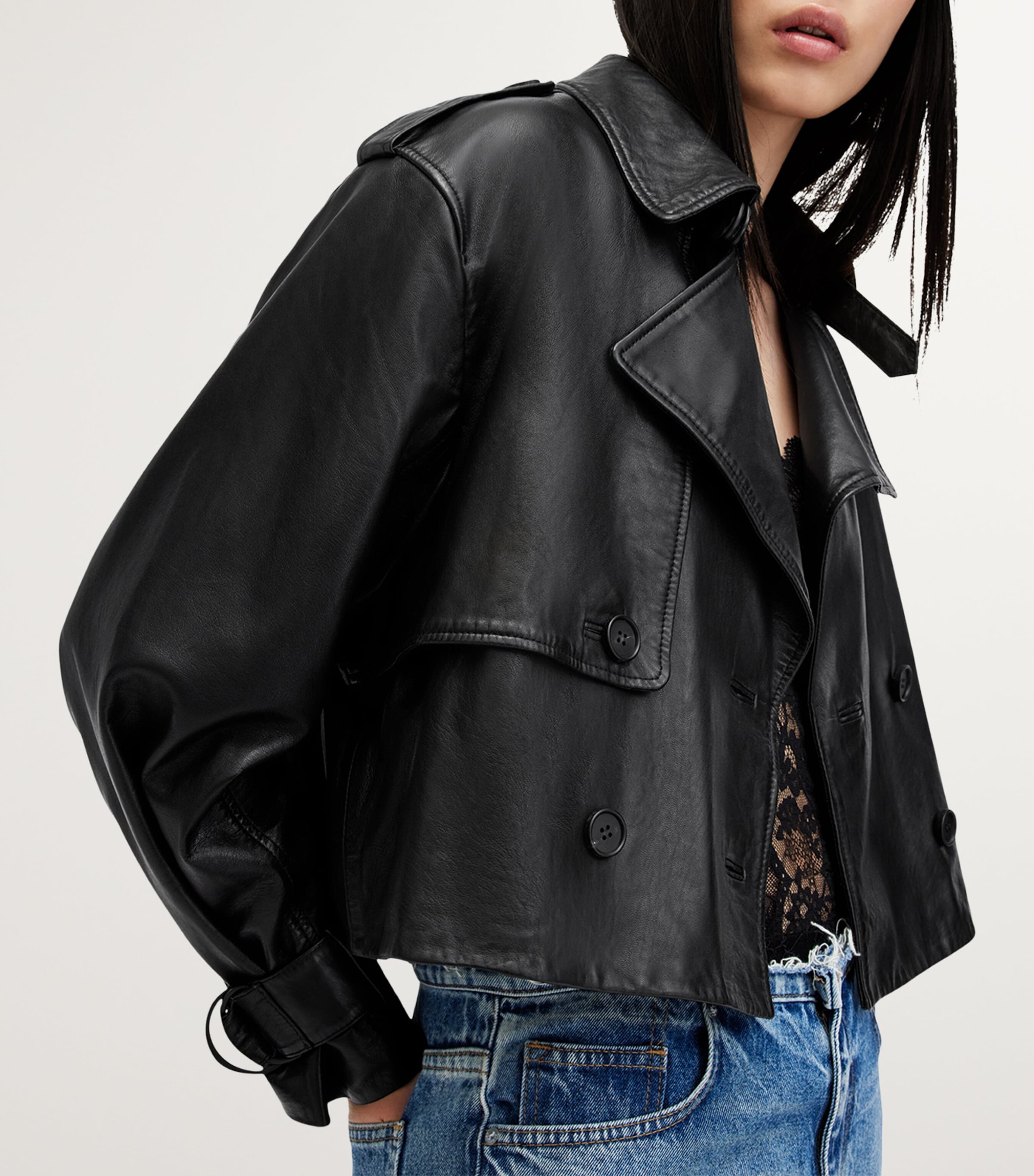 Leather Cropped Hendry Trench Coat