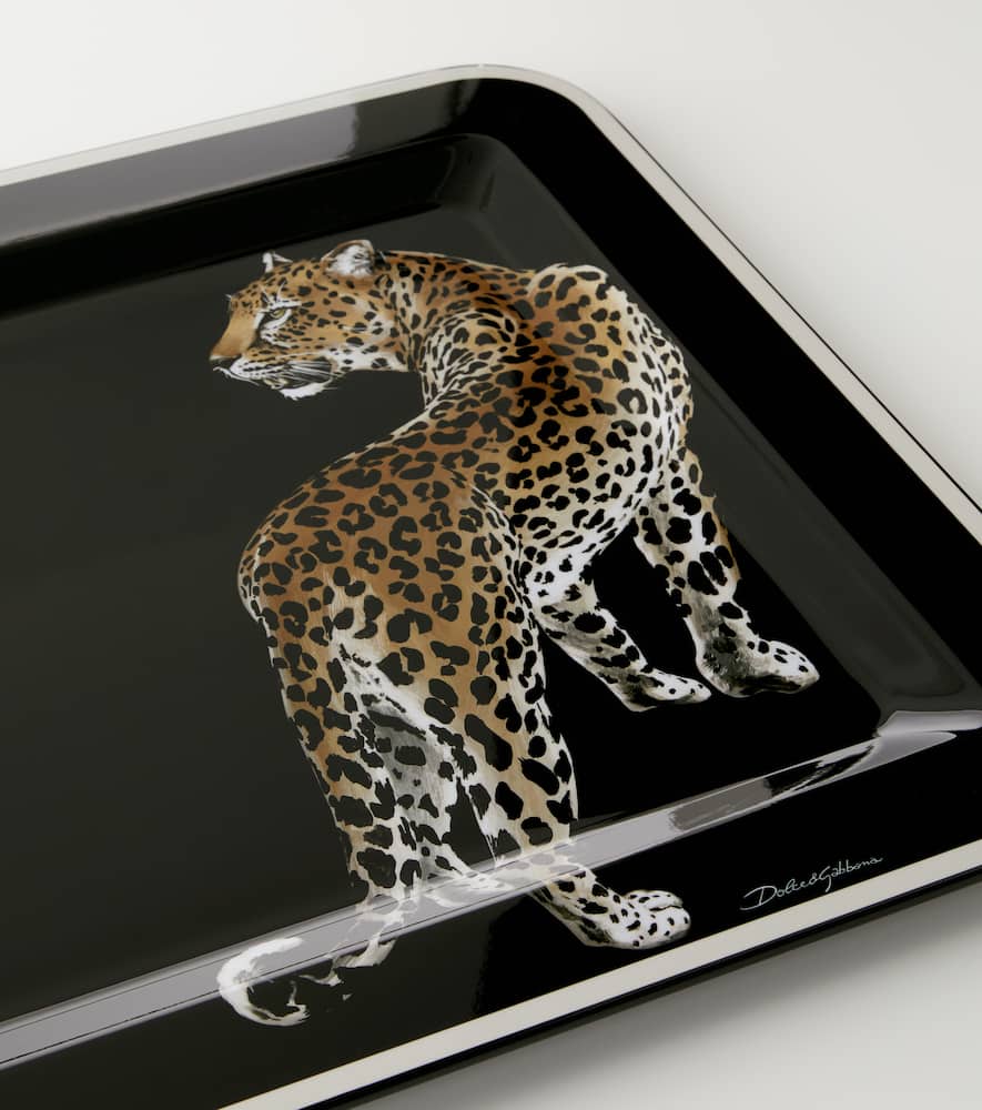 Double Leopardo Medium wooden tray