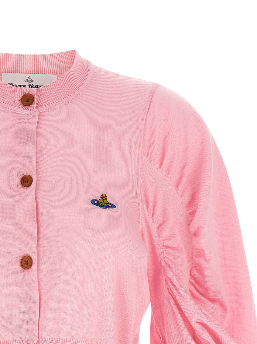 Button Puff-sleeve Cardigan