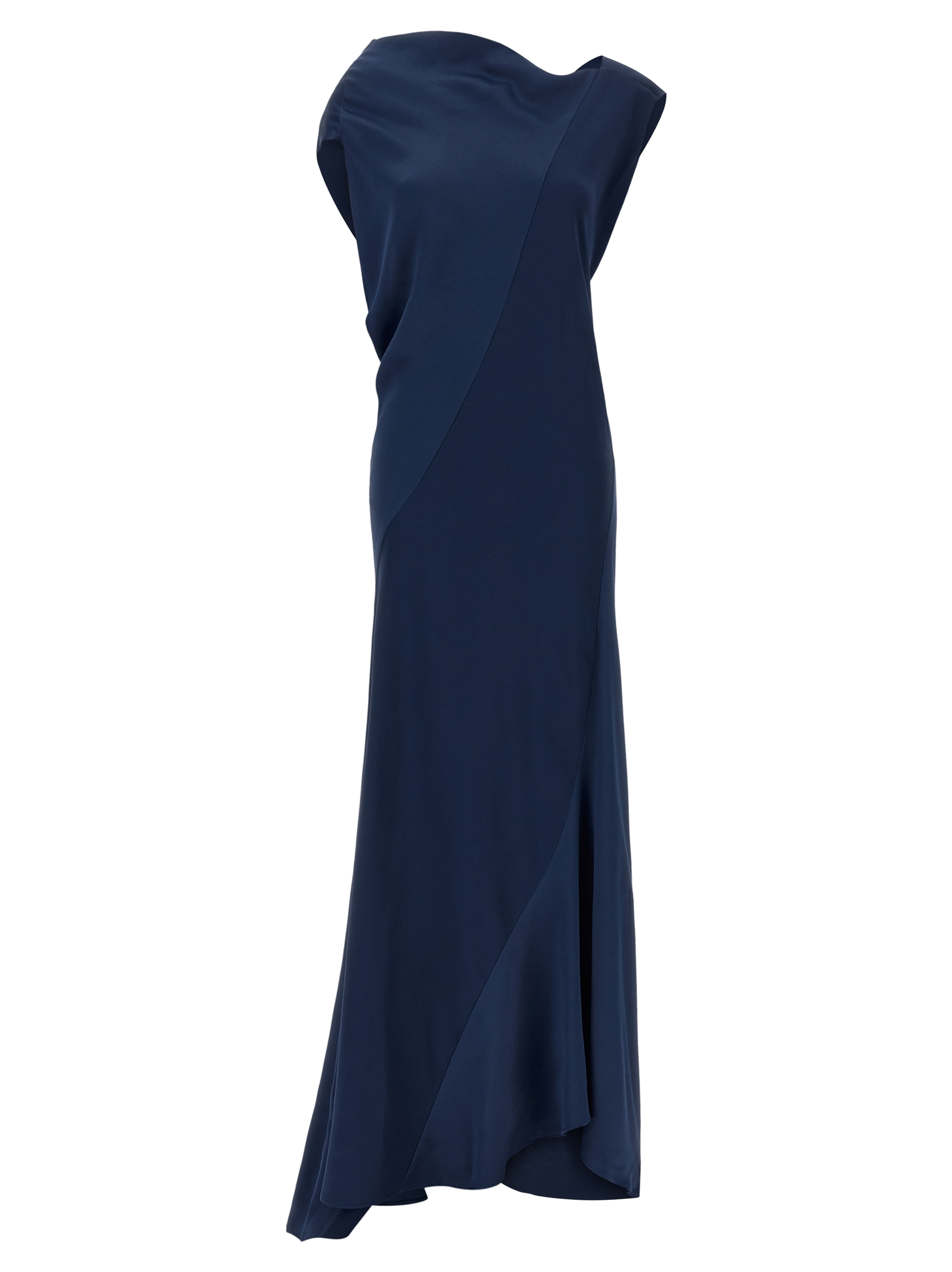 Asymmetrical Viscose Dress — Navy