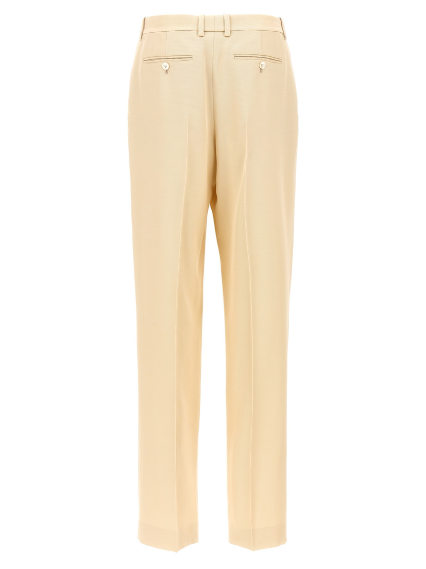 -With Front Pleats Pantaloni Beige-Donna