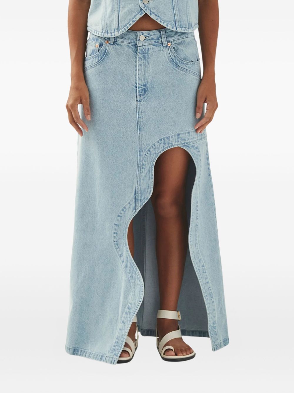 Carmina asymmetric denim maxi skirt - Blue