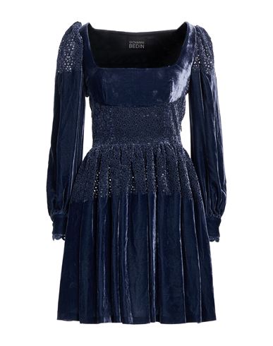 Woman Mini dress Navy Size 6 Viscose, Silk, Polyester