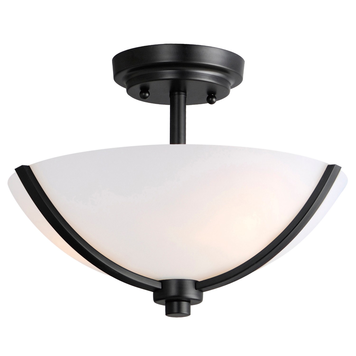 Black Three Light Semi Flush Mount from the Deven Collection
