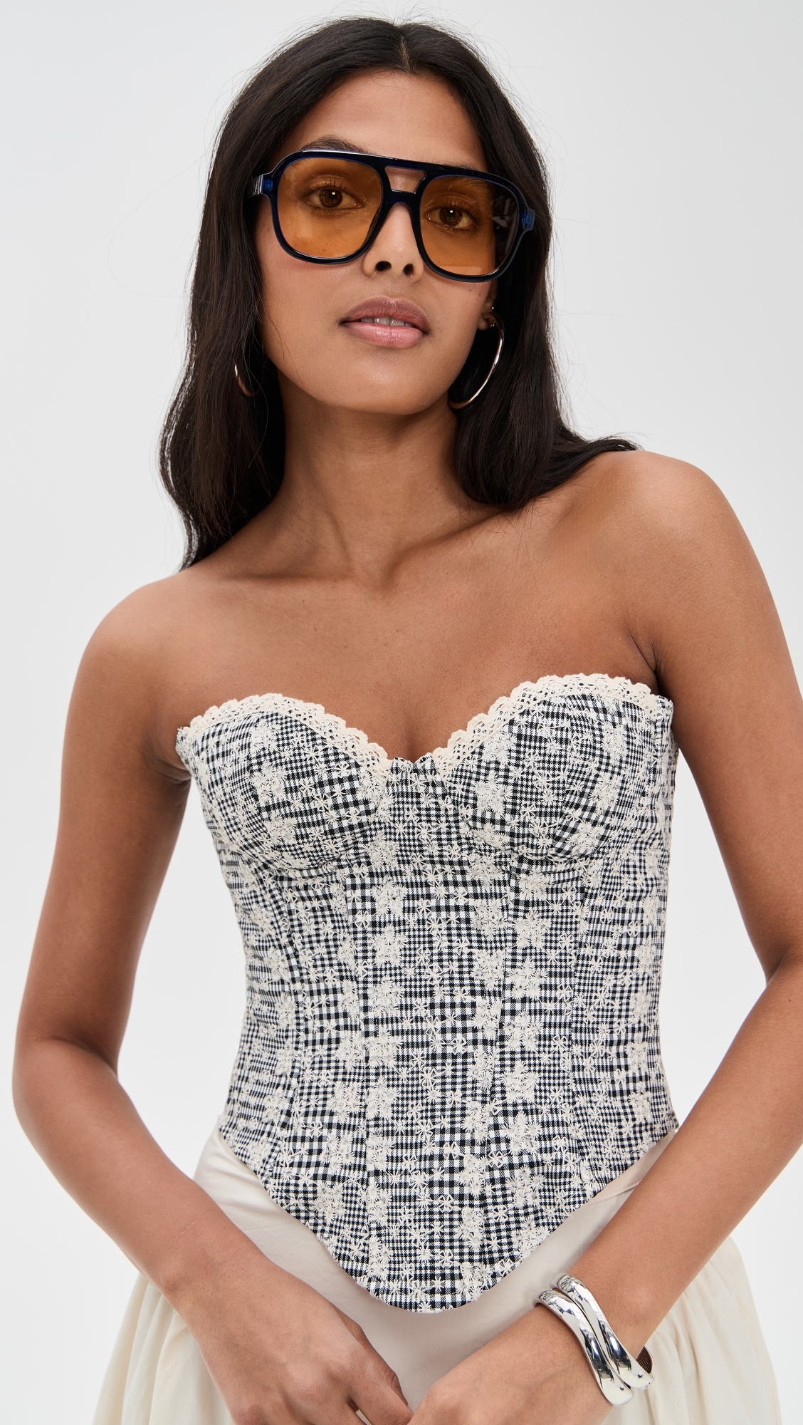 GUIZIO Genevieve Gingham Bustier Gingham