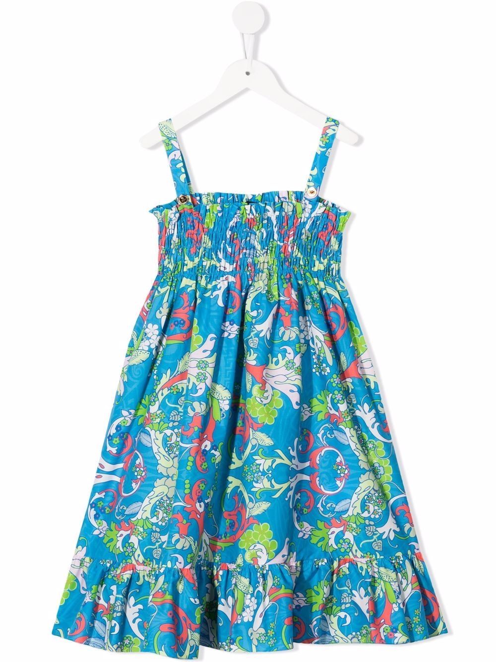 Paisley-print flared dress - Blue