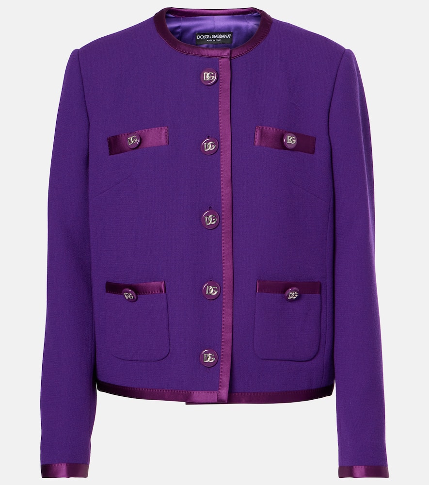 DG satin-trimmed wool-blend crêpe jacket