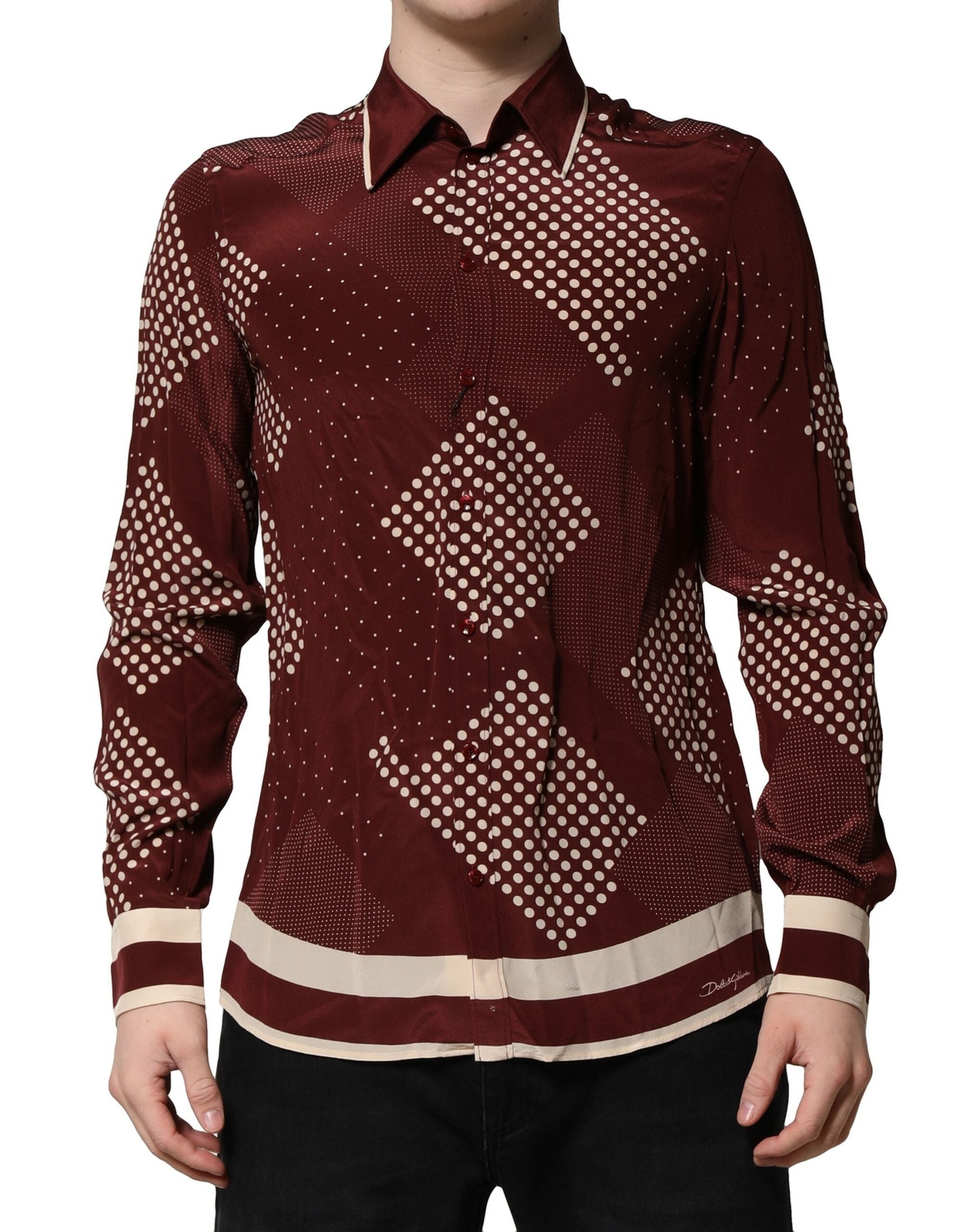 Dotted Silk Shirt — Maroon