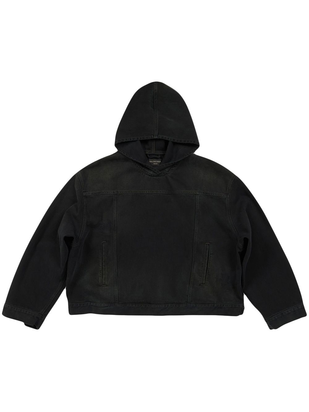 Matte-effect denim hoodie - Black