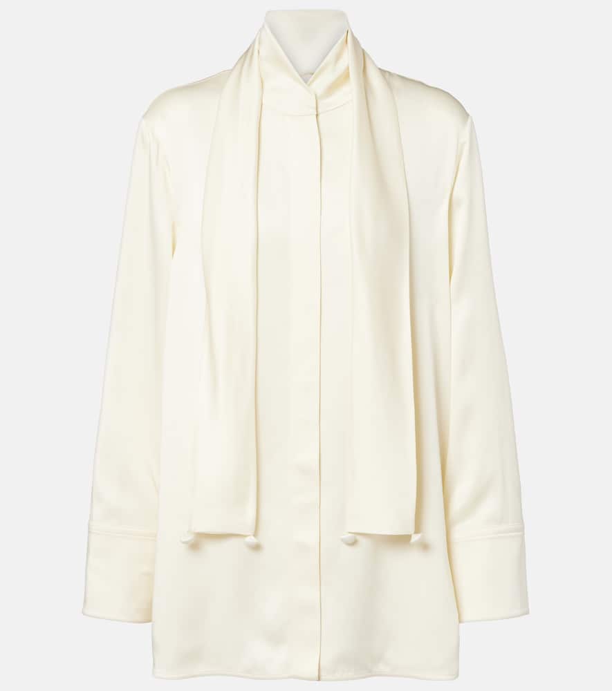Scarf-detail satin shirt