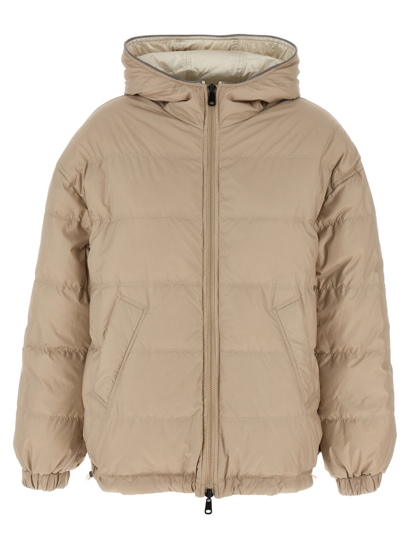 -Laminated Reversible Down Jacket Giacche Beige-Donna
