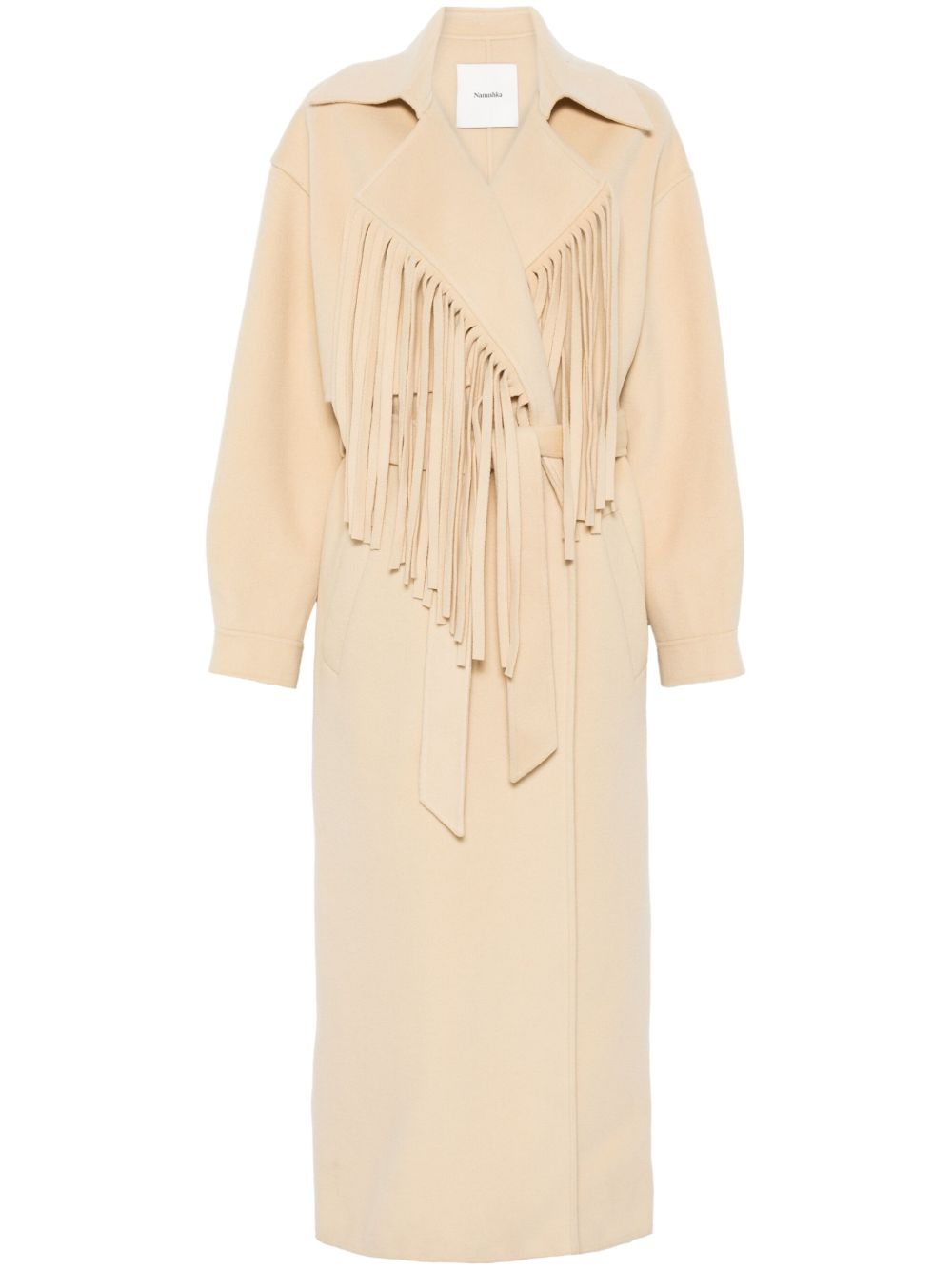 Fringe-detail coat - Neutrals