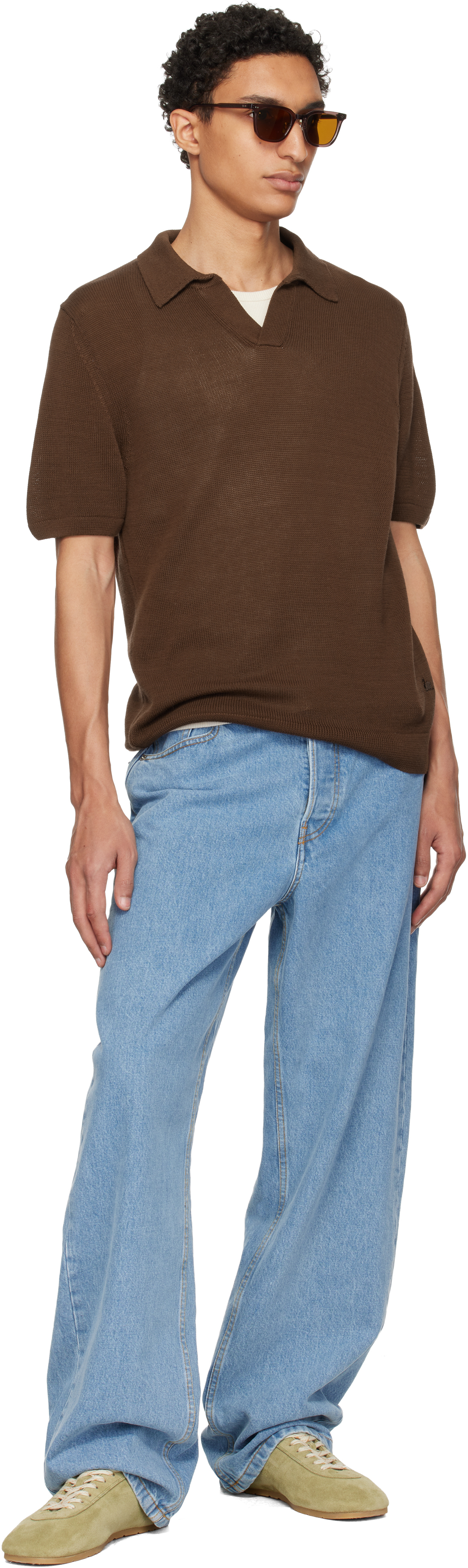 Brown Cotton Short Sleeve Polo