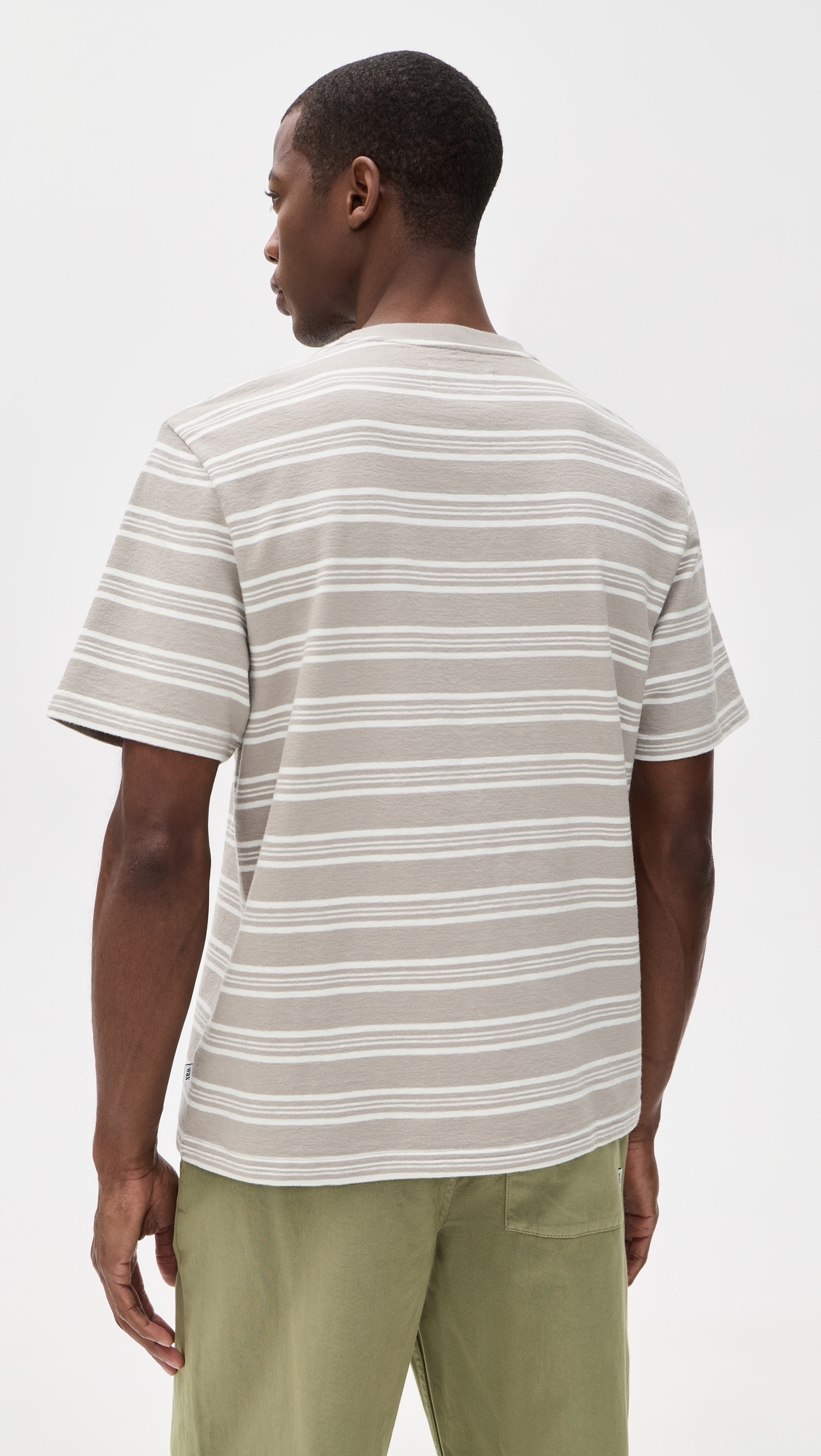 Textured Stripe Dean Tee Taupe/Ecru