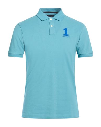 Man Polo shirt Turquoise Size M Cotton