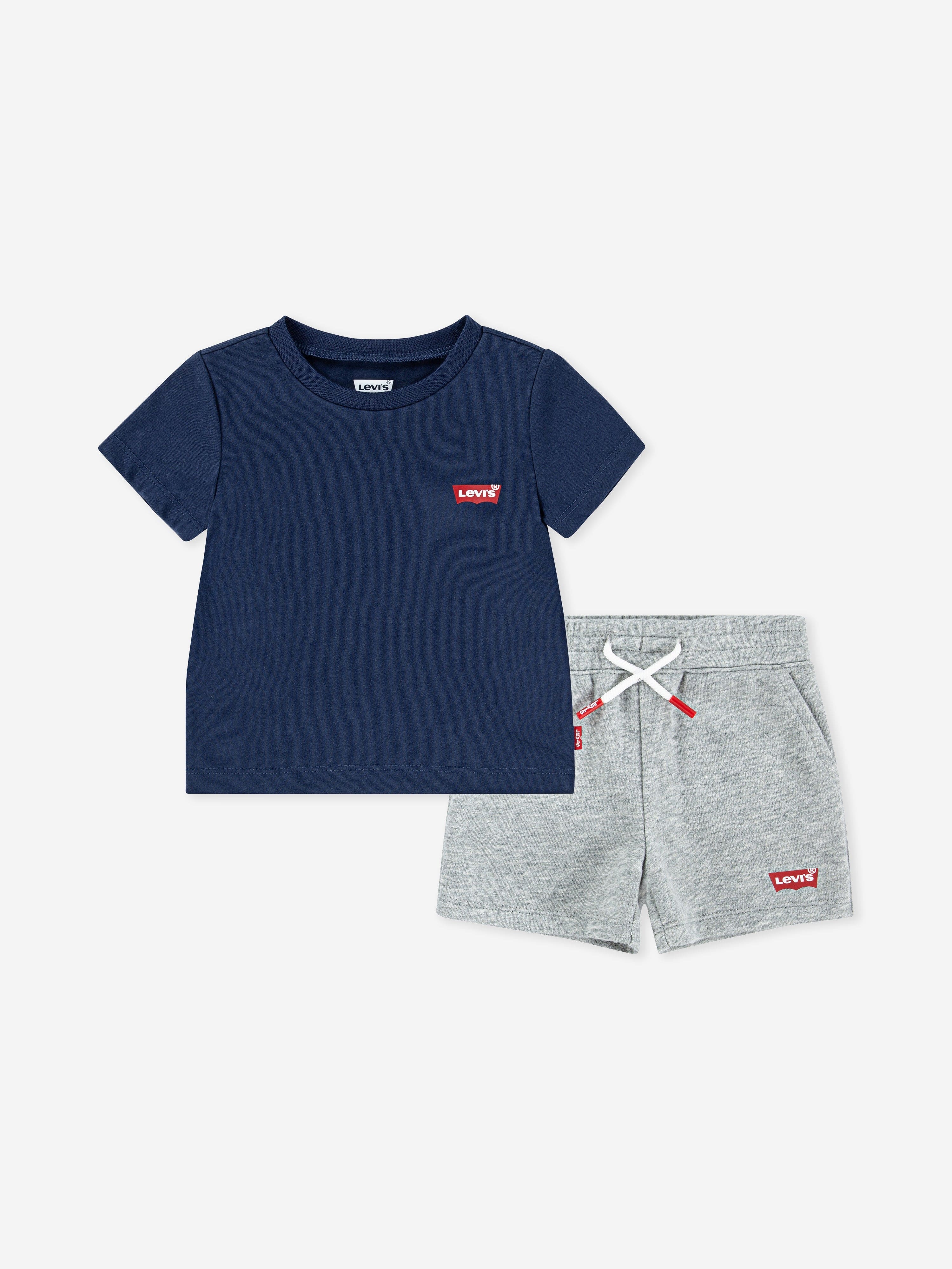 Levi's Kids Wear Baby Boys Batwing T-Shirt and Shorts Set in Navy 12 Mths Blue