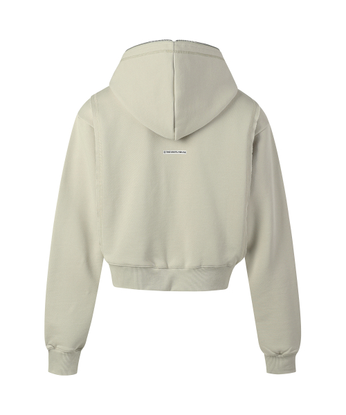 STUDDED FULL ZIP-UP HOODIE BEIGE