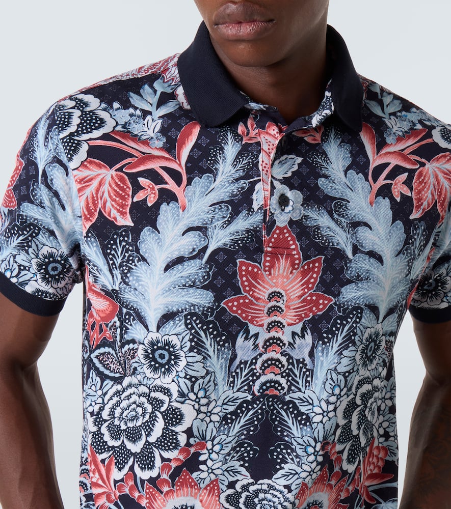 Paisley cotton piqué polo shirt