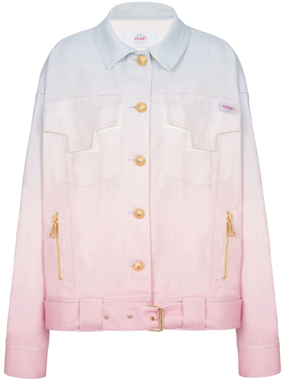 X Evian gradient-effect denim jacket - Pink