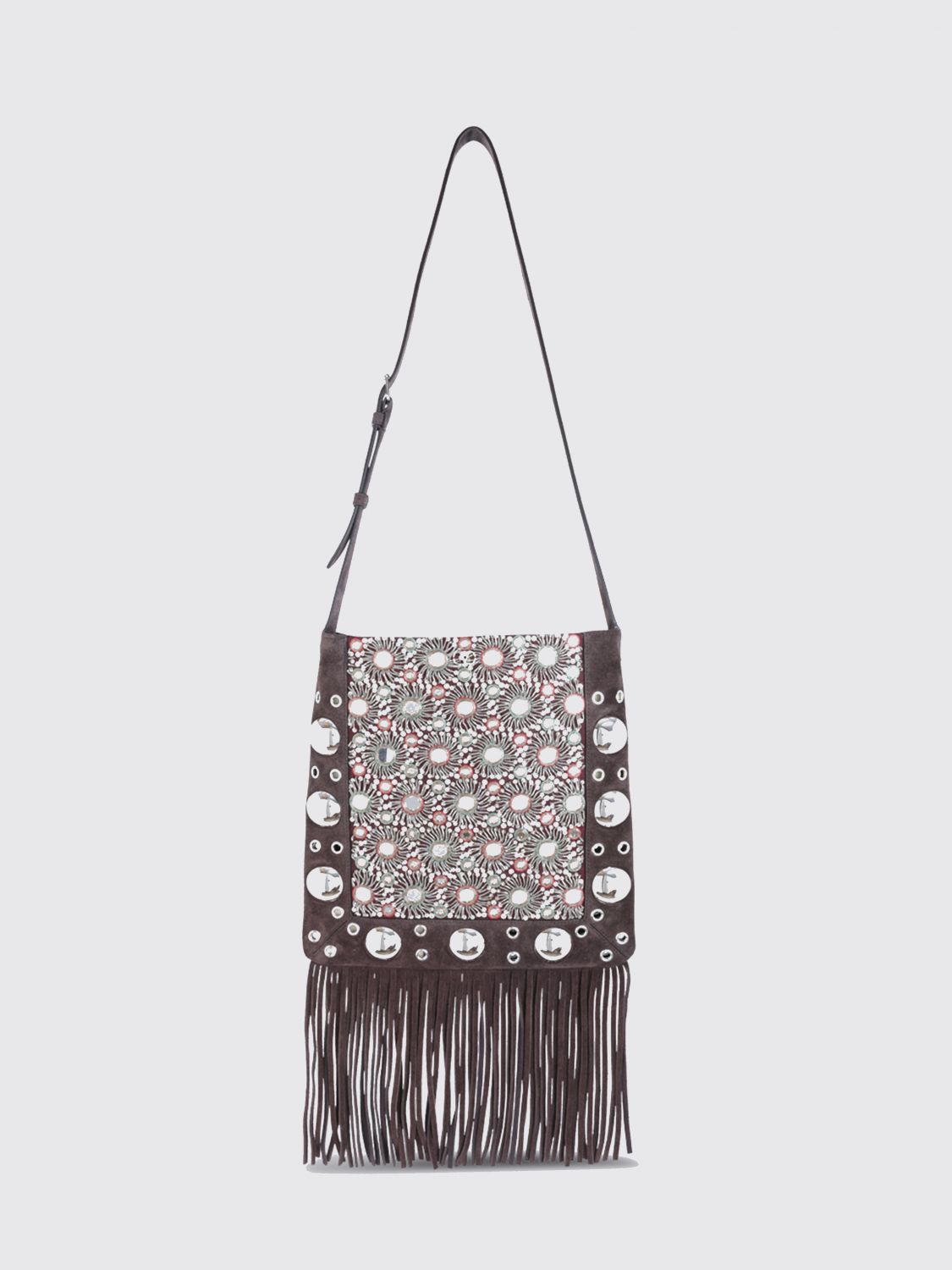 Fringe-detailing shoulder bag - Brown