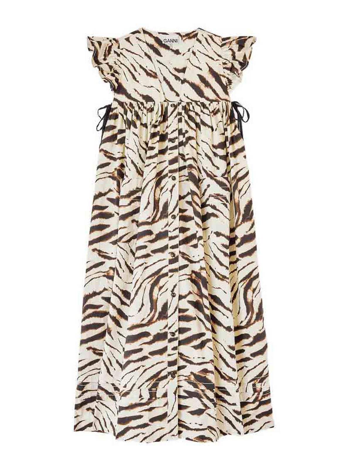 Printed Stretch Cotton Midi Dress