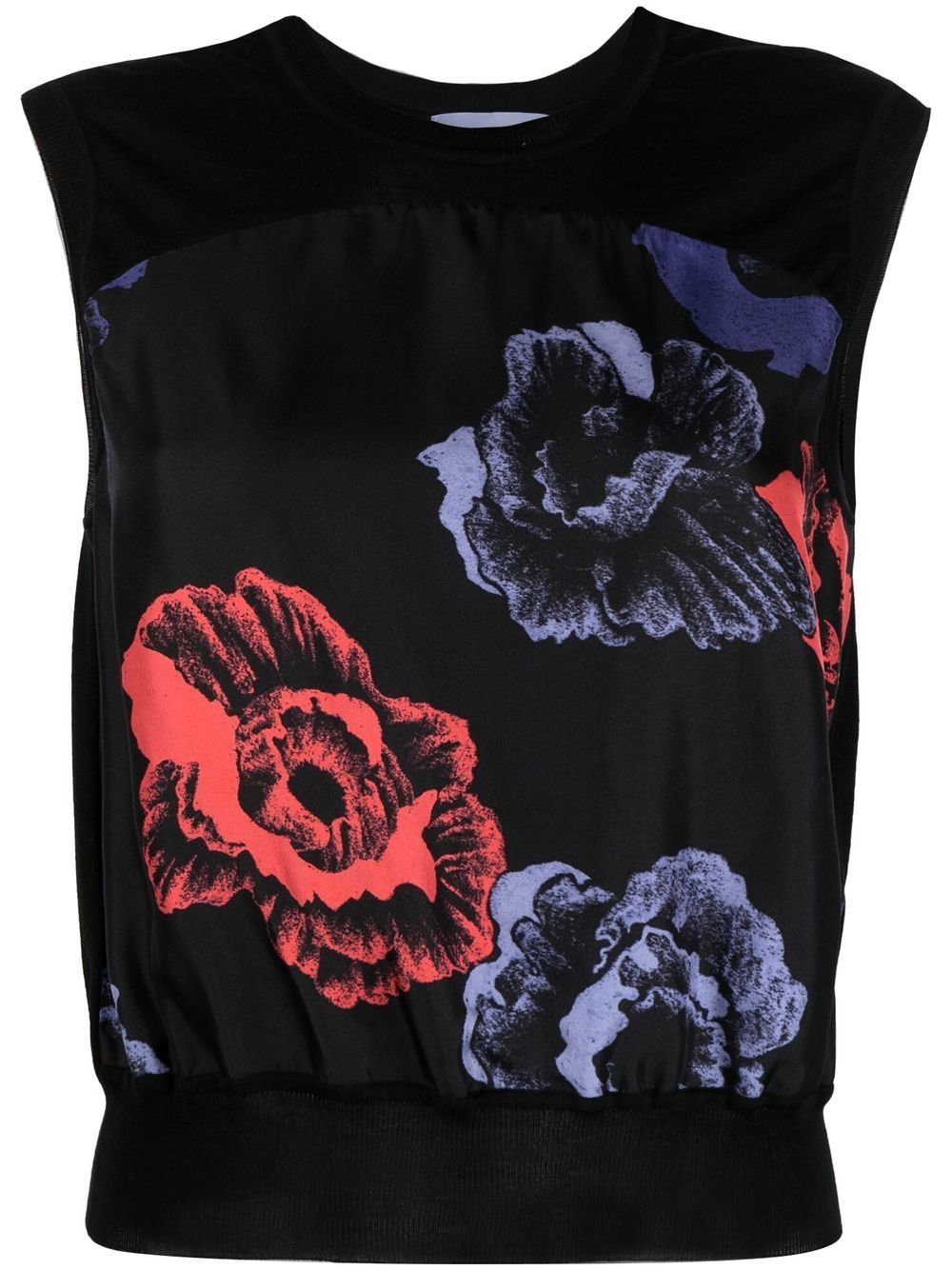 Floral-print sleeveless top - Black