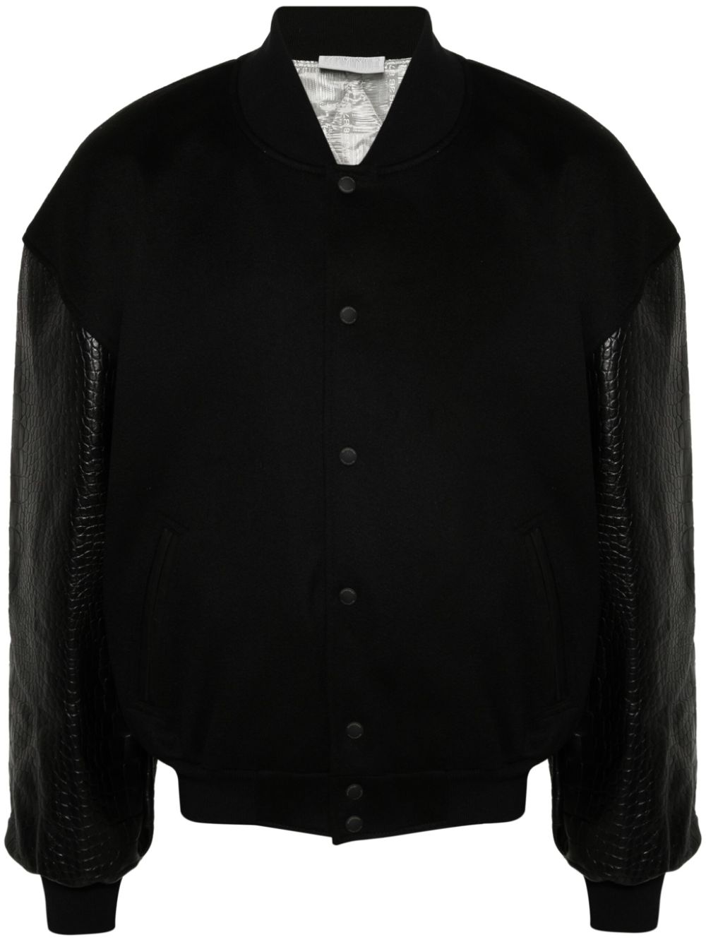 Embossed-crocodile detail bomber jacket - Black