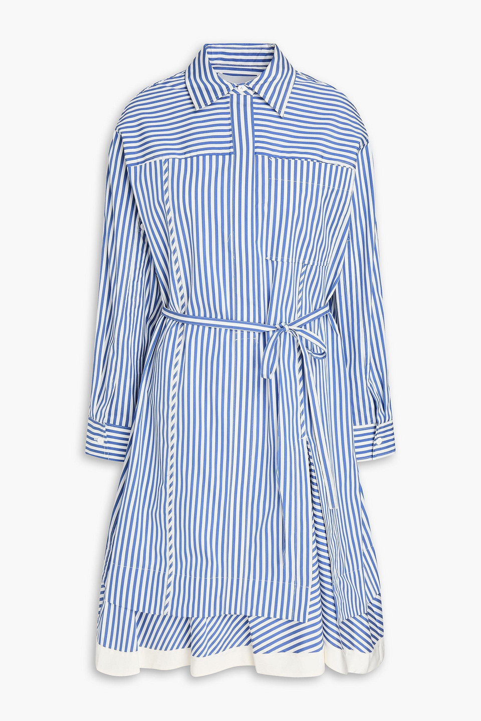 Striped cotton and silk-blend poplin shirt dress - Blue - US 0
