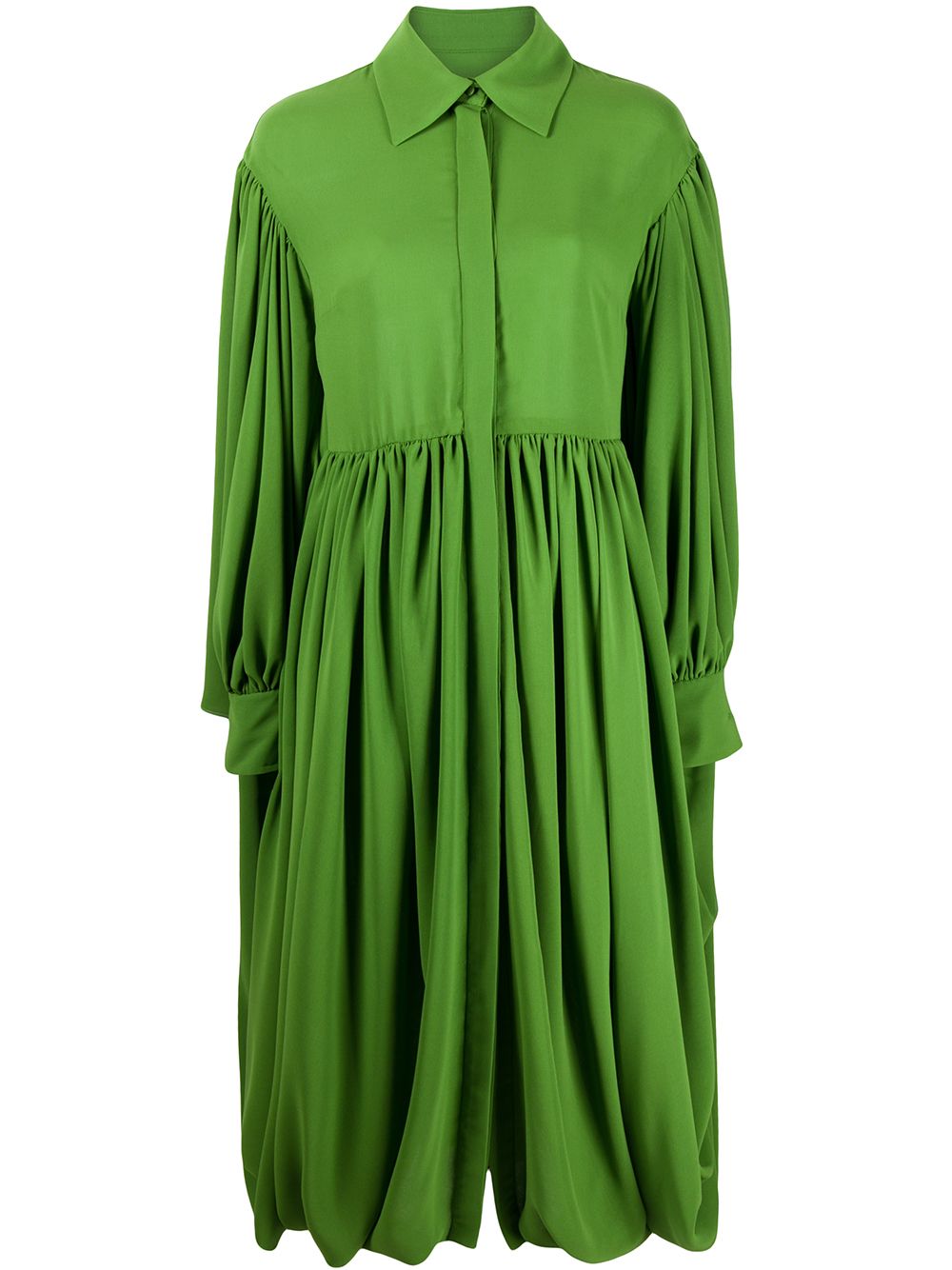 Valentino Garavani gathered hem pleated shirt dress - Green