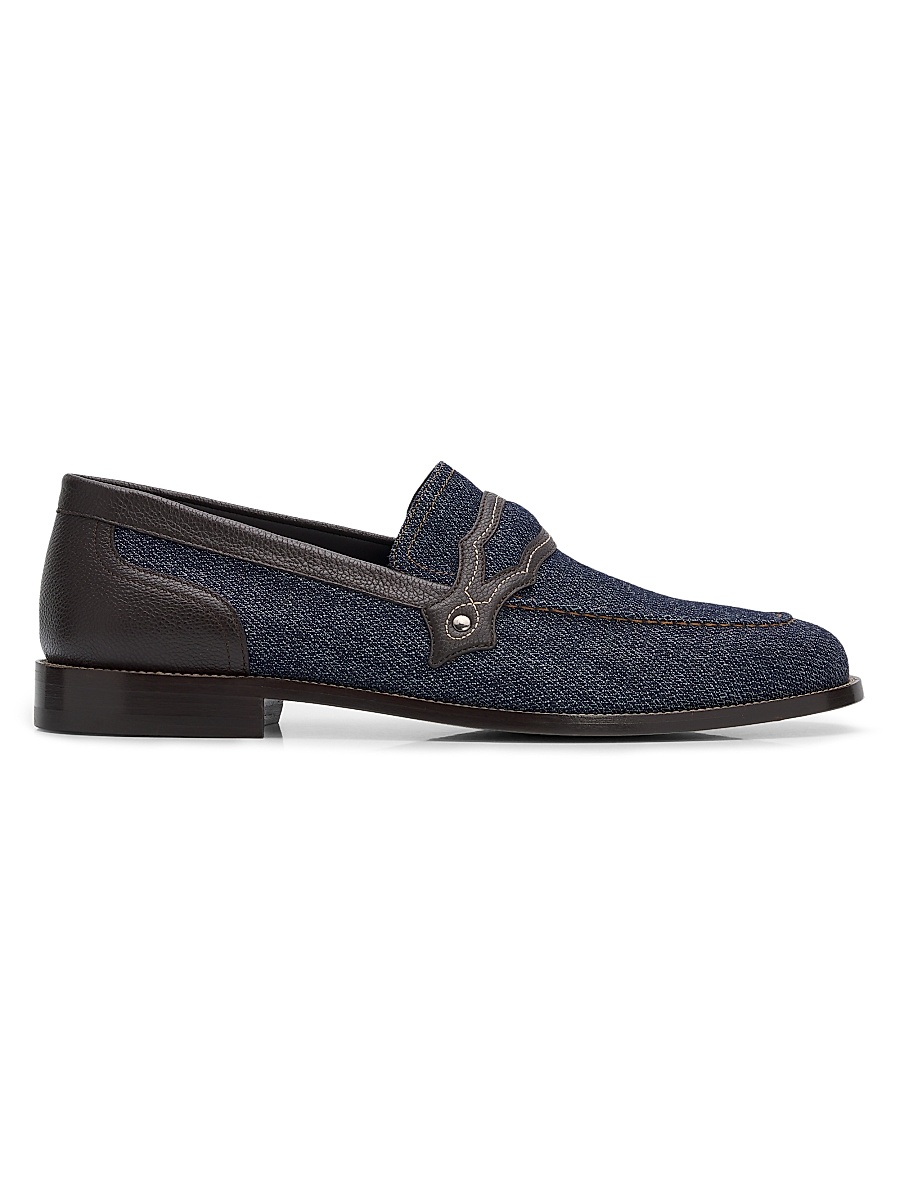 Men's Alamo Denim & Leather Loafers - Dark Blue