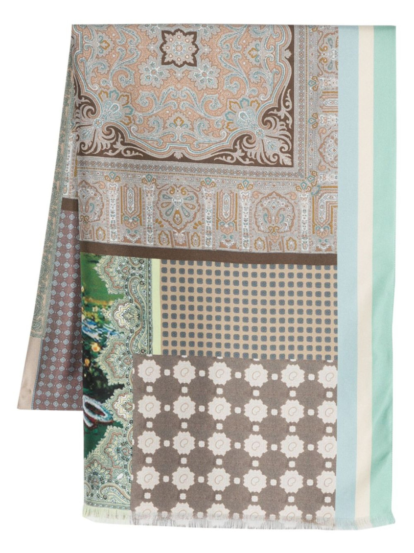 Grey Lago Di Como Printed Scarf