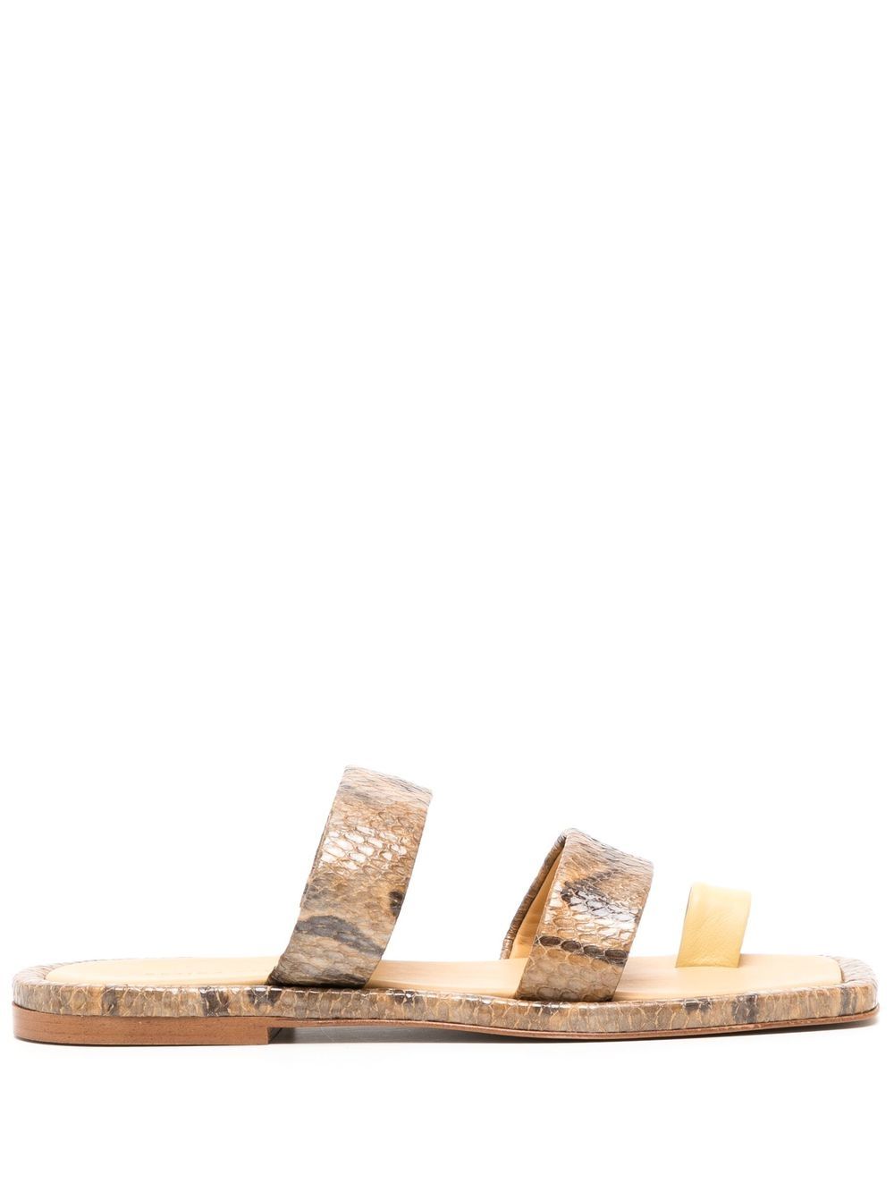 Larissa snakeskin-print leather sandals - Brown
