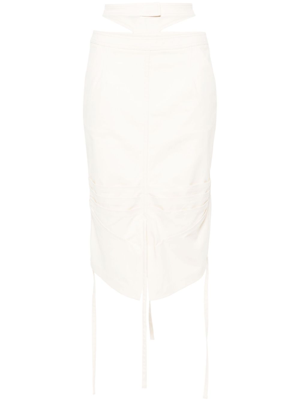Double-belt stretch-cotton midi skirt - Neutrals