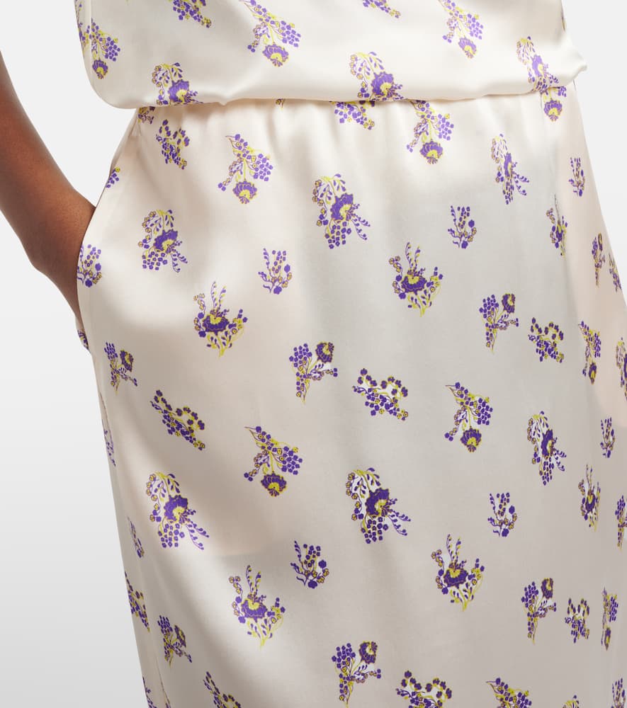 Shiny Daydream silk satin midi skirt
