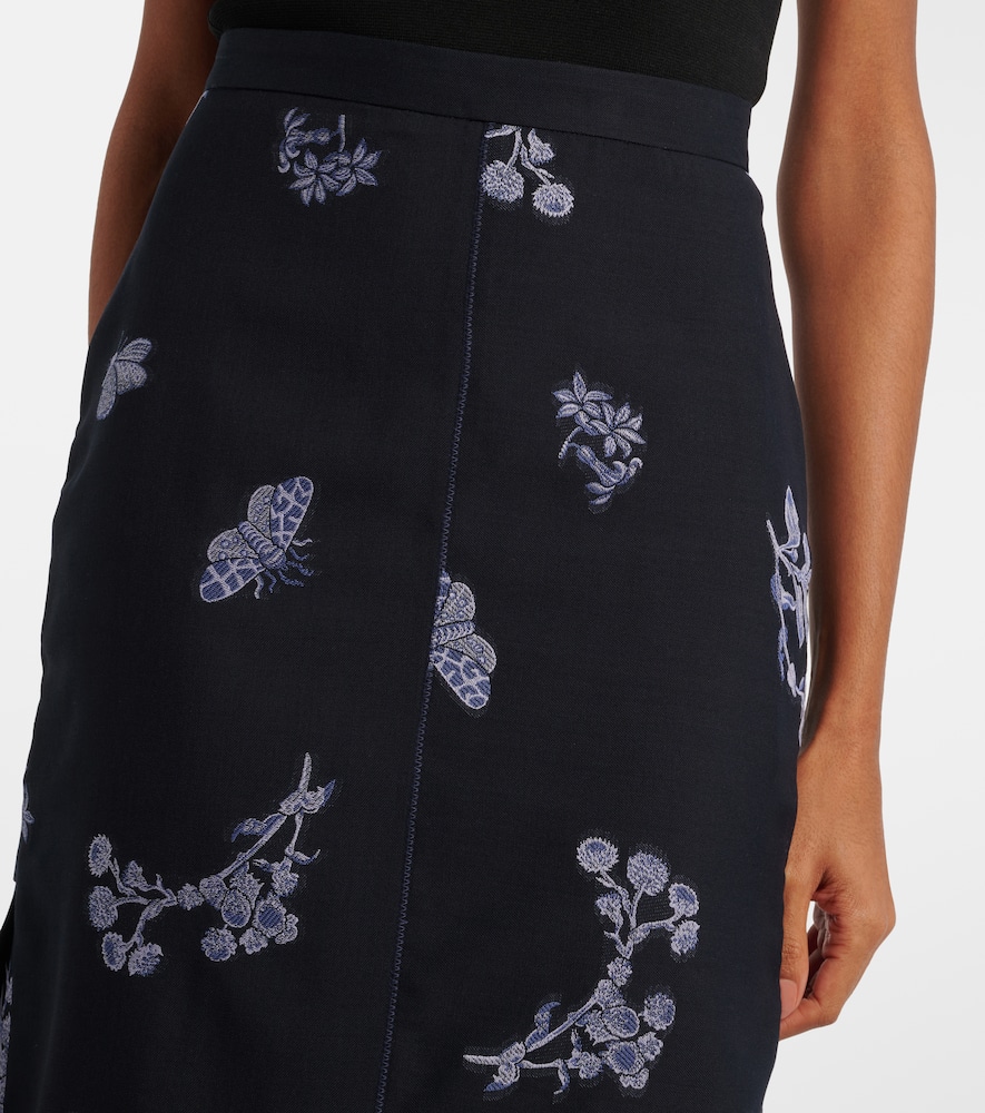 Wool and cotton jacquard pencil skirt
