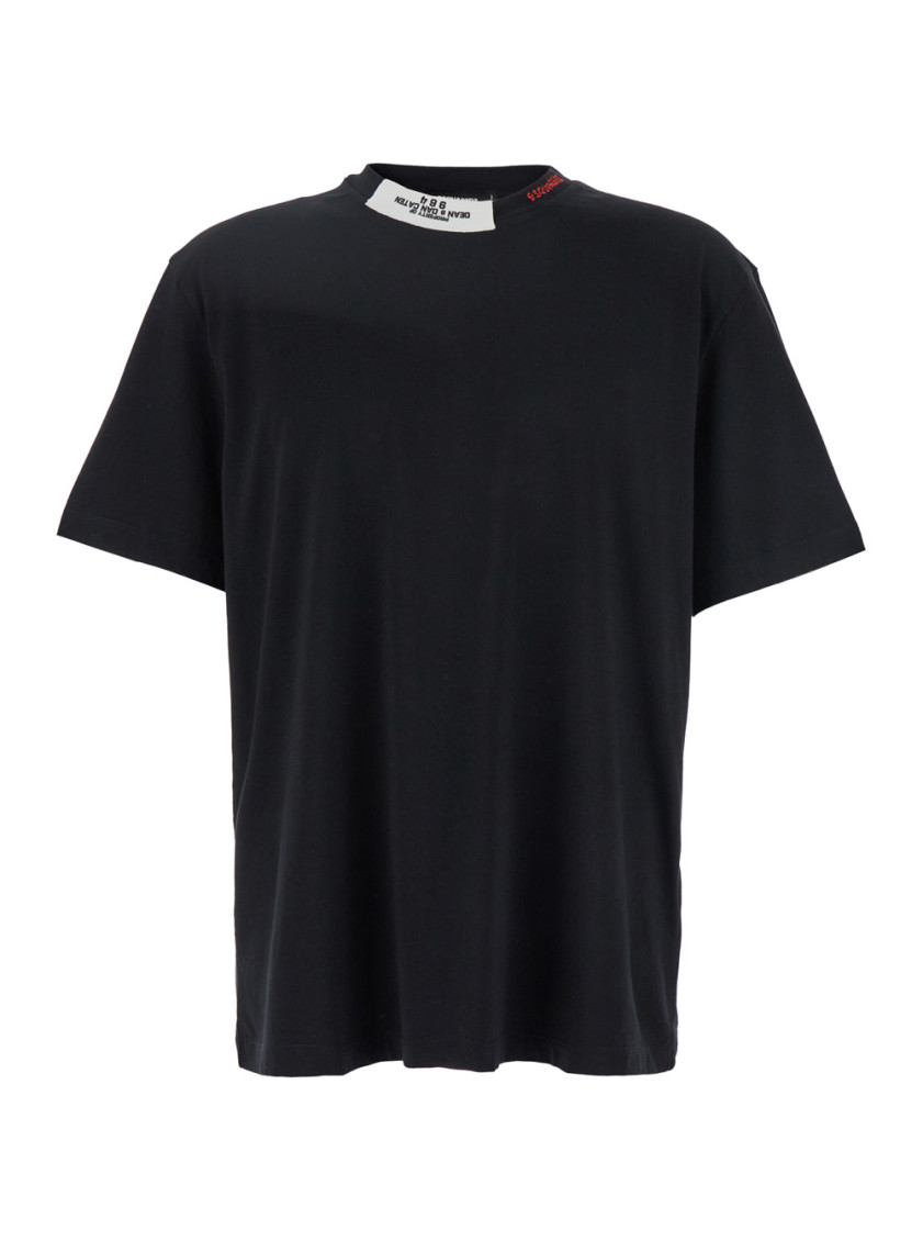 Black Crewneck T-shirt In Cotton Man