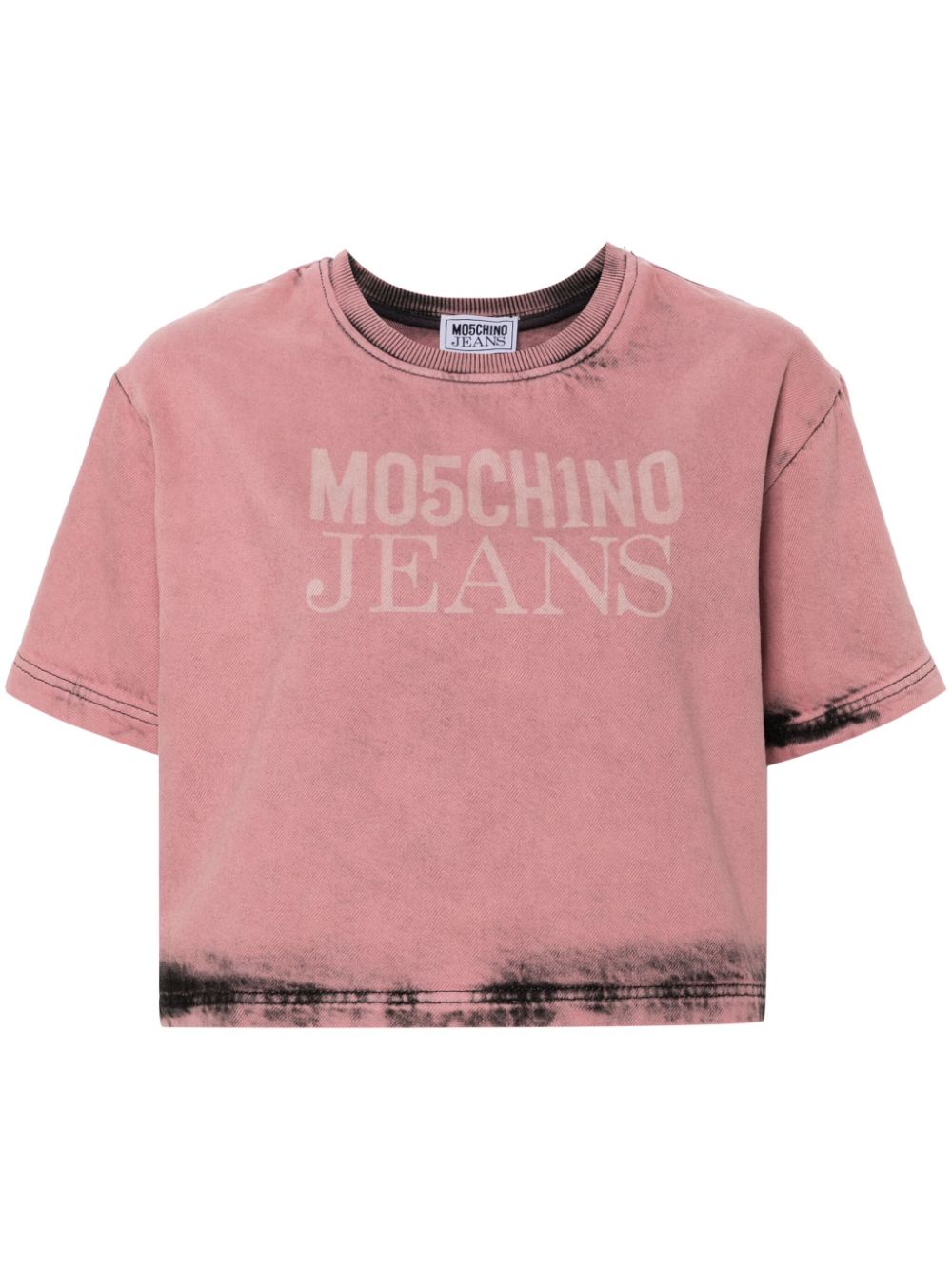 Logo-print denim crop top - Pink