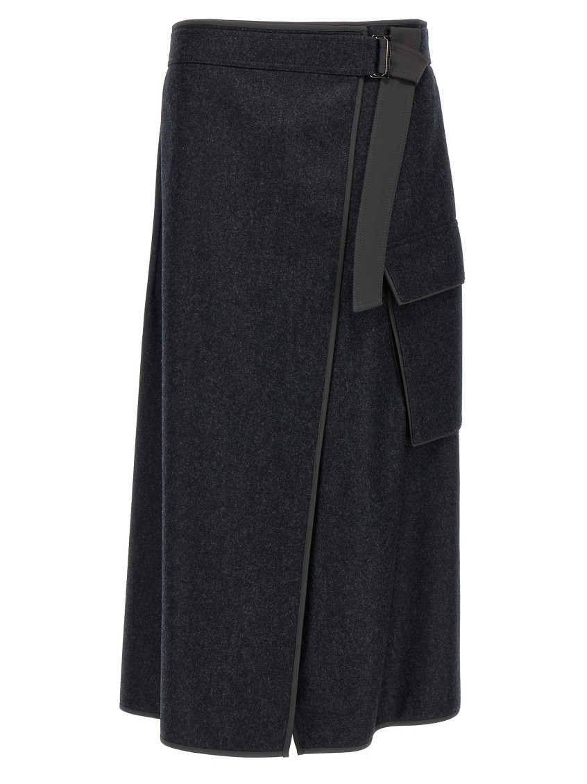 Wrap-design midi skirt - Black