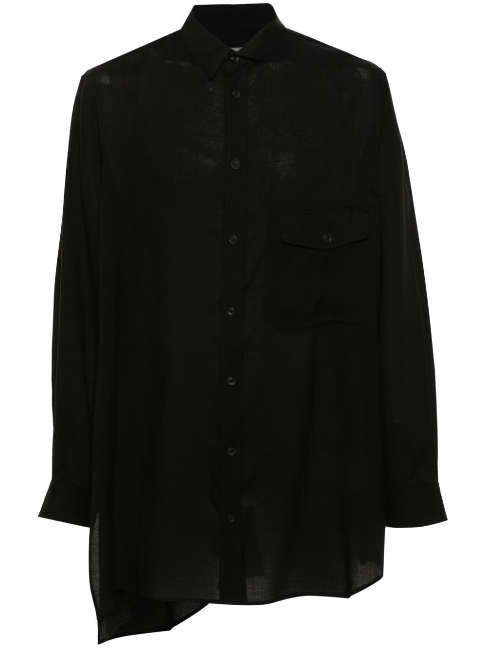 Asymmetric poplin shirt - Black
