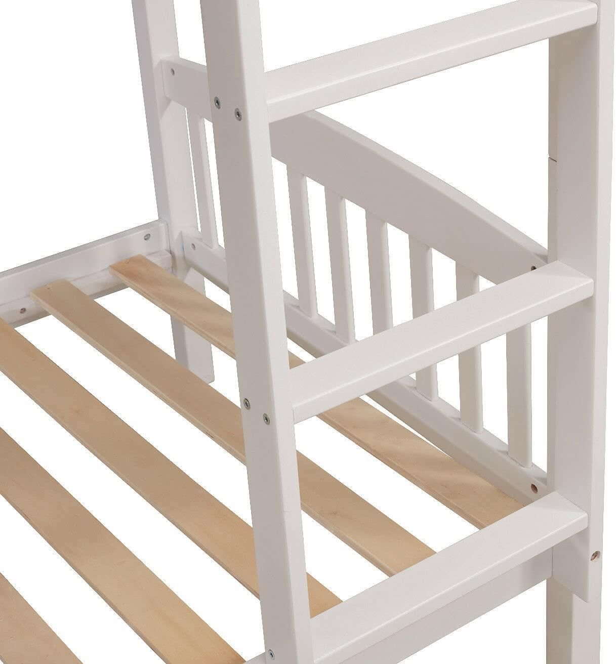 Bunk Bed Kids White 3ft with Mattress Single Pine Wooden Children Bedroom Furniture