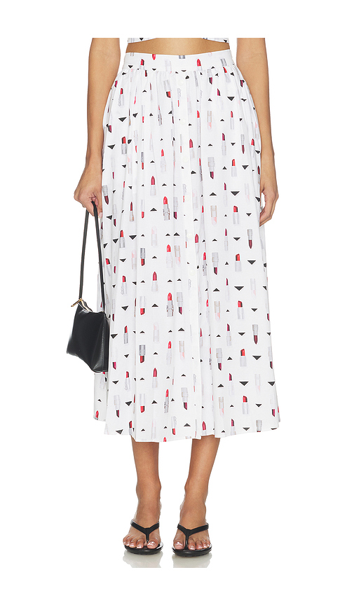 L'AGENCE Seina Midi Skirt in White. 0. Also , 4, 6, 8